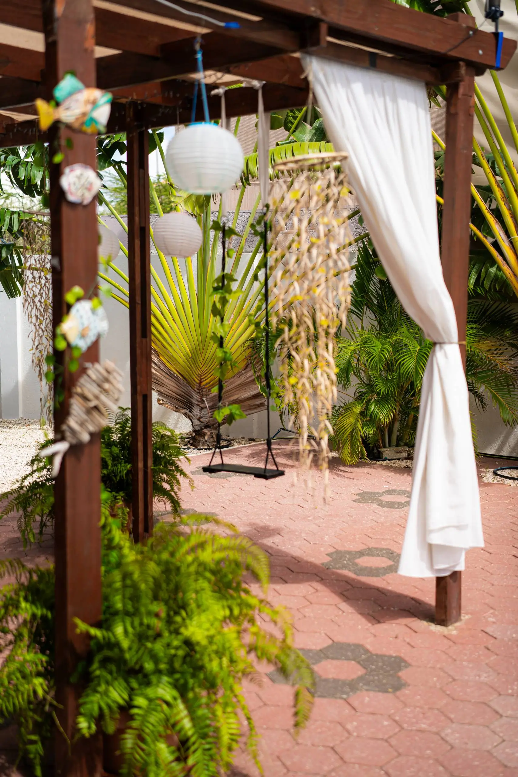 Peaceful outdoor space with tropical charm at Casa Leonore.